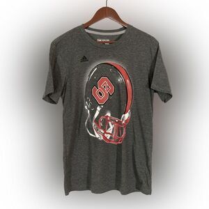 NC State Wolfpack T-Shirt Men’s M Gray Adidas NCAA Football Tee Athletic Top